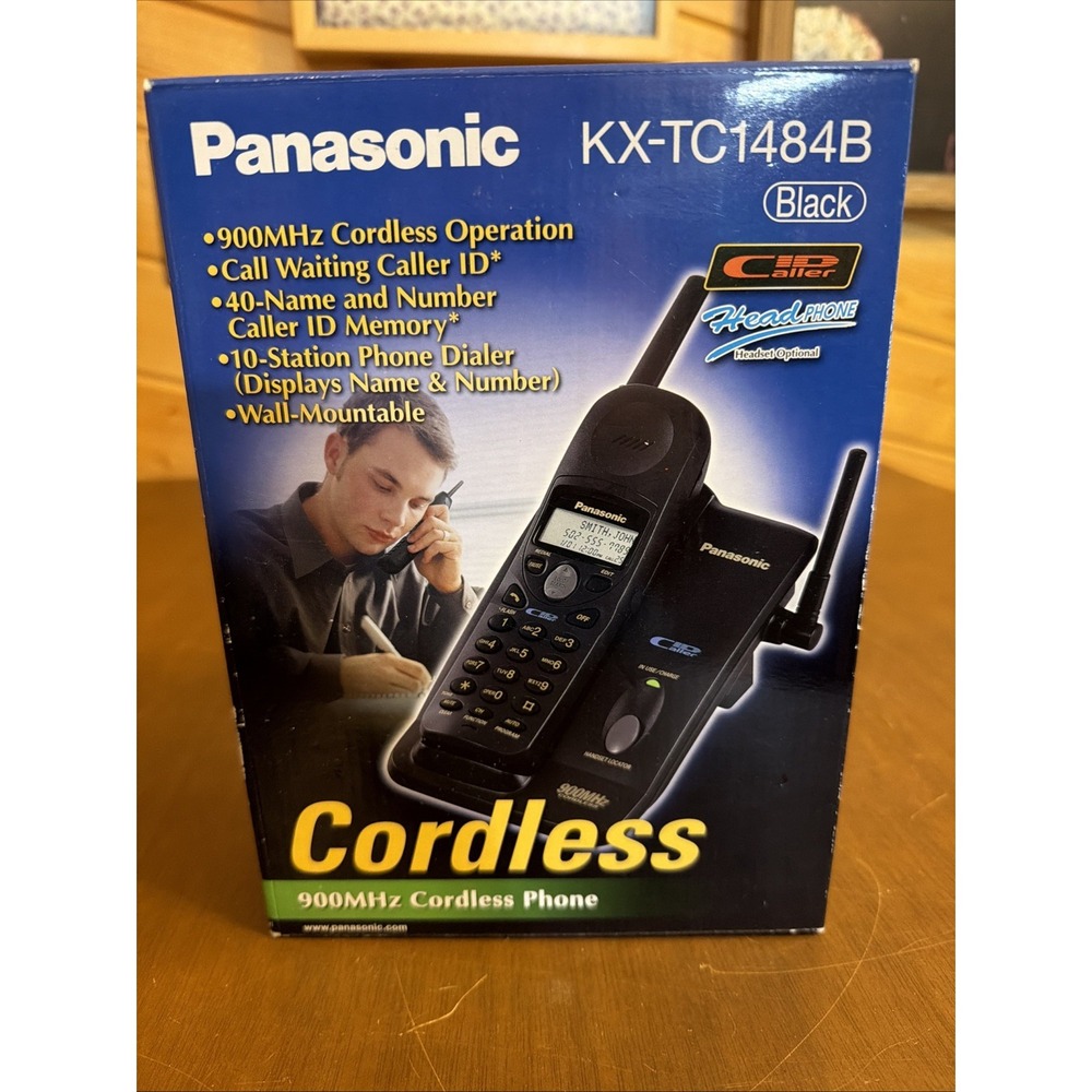 Panasonic KX-TC1484B 900MHz Cordless Phone Black, Speakerphone, Caller ID, LCD